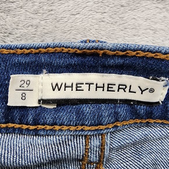 Whetherly Jeans Womens 29/8 Blue Brandon Distressed High Rise Ankle Straight Leg - Picture 6 of 15